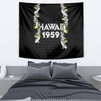 Hawaii Statehood Day Tapestry Kakau Pattern With Maile Pikake Honohono Lei