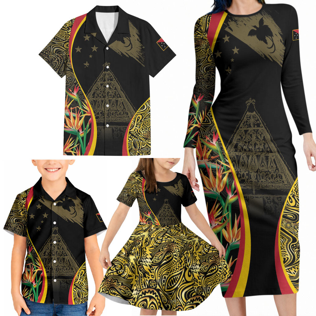 Papua New Guinea Hapi De Bilong Indipendens Family Matching Long Sleeve Bodycon Dress and Hawaiian Shirt Special Style LT05 - Polynesian Pride