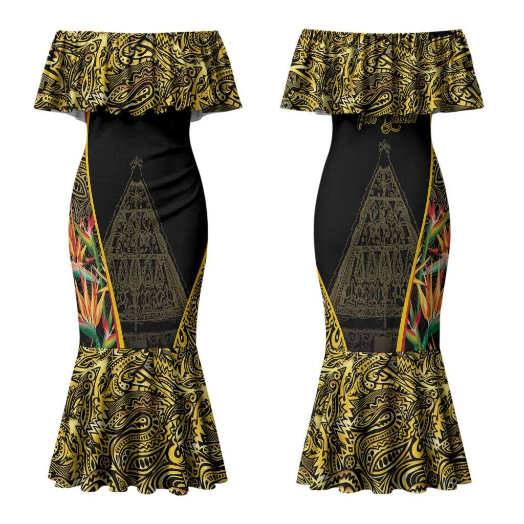Papua New Guinea Hapi De Bilong Indipendens Family Matching Mermaid Dress and Hawaiian Shirt Special Style LT05 Mom's Dress Black - Polynesian Pride