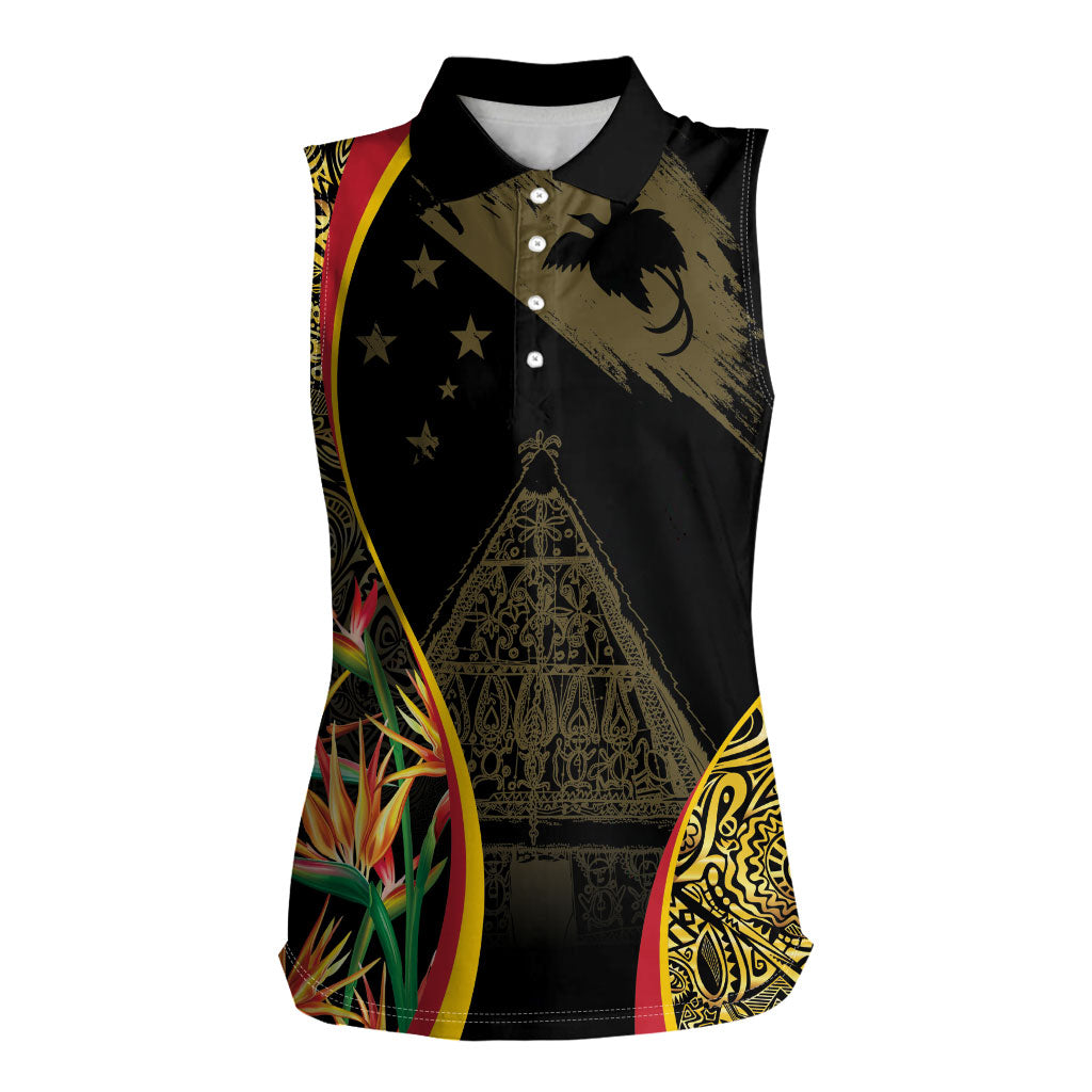 Papua New Guinea Hapi De Bilong Indipendens Women Sleeveless Polo Shirt Special Style LT05 Female Black - Polynesian Pride