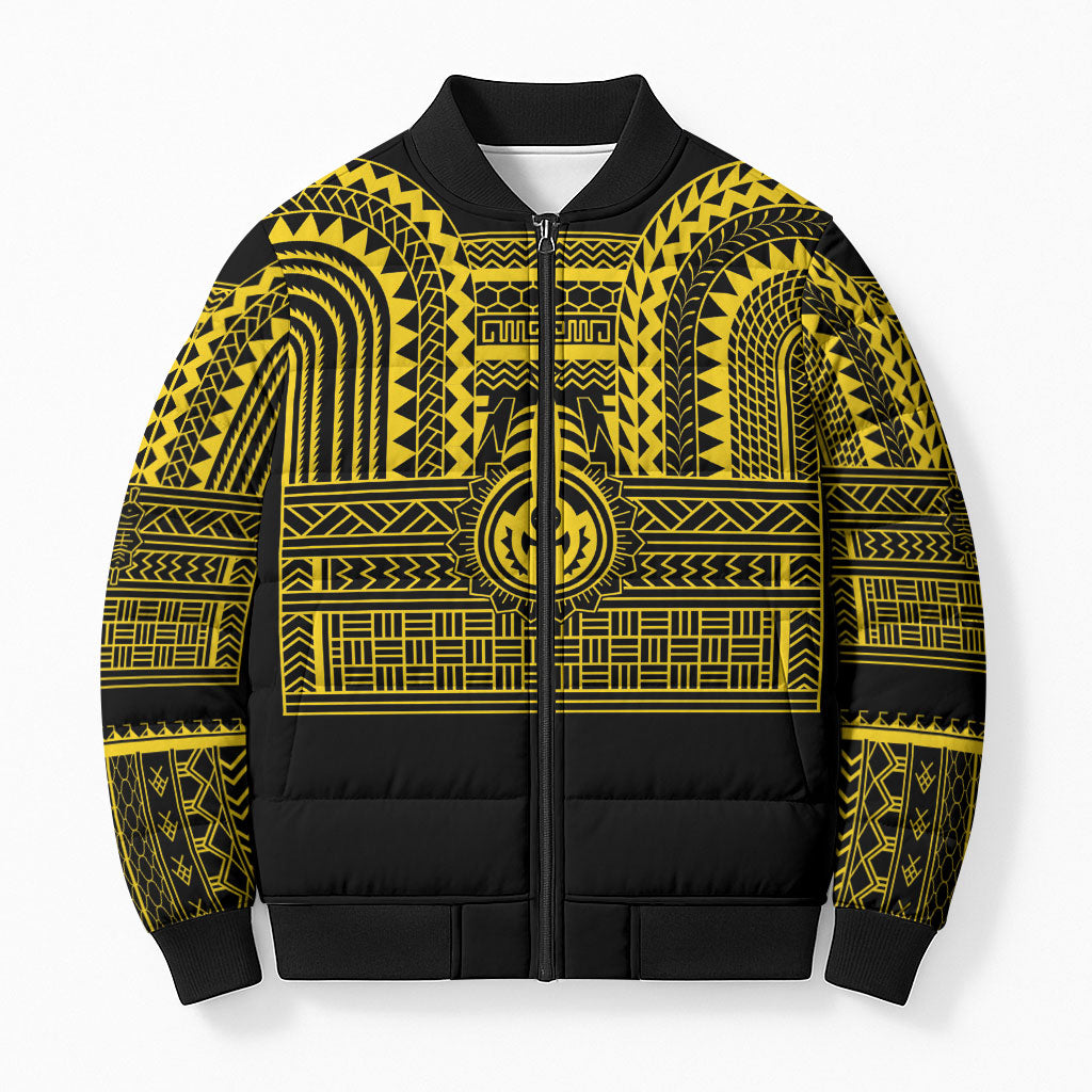 Philippines Filipinos Bomber Puffer Jacket Igorot Tribal Pattern Black LT05 Unisex Black - Polynesian Pride
