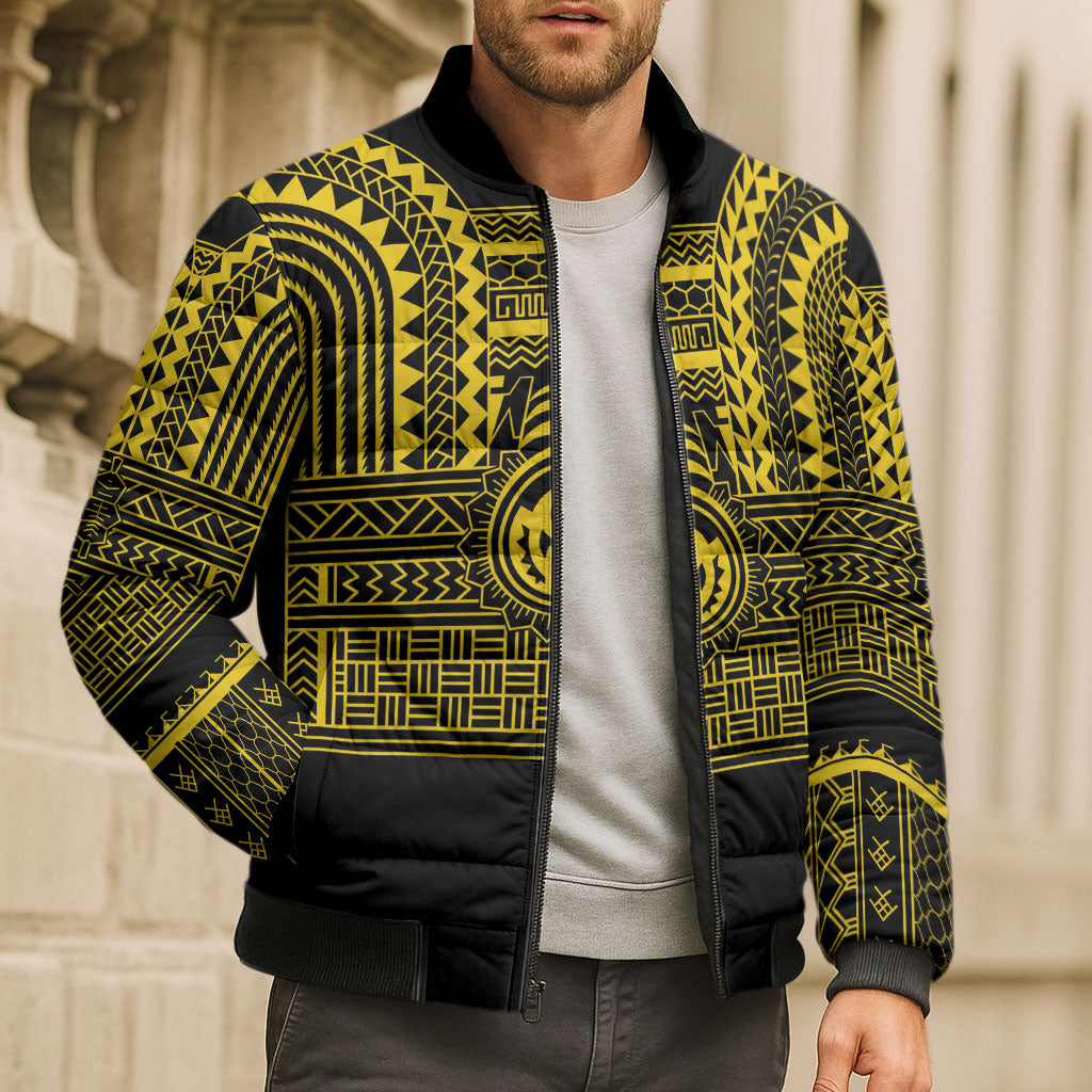 Philippines Filipinos Bomber Puffer Jacket Igorot Tribal Pattern Black