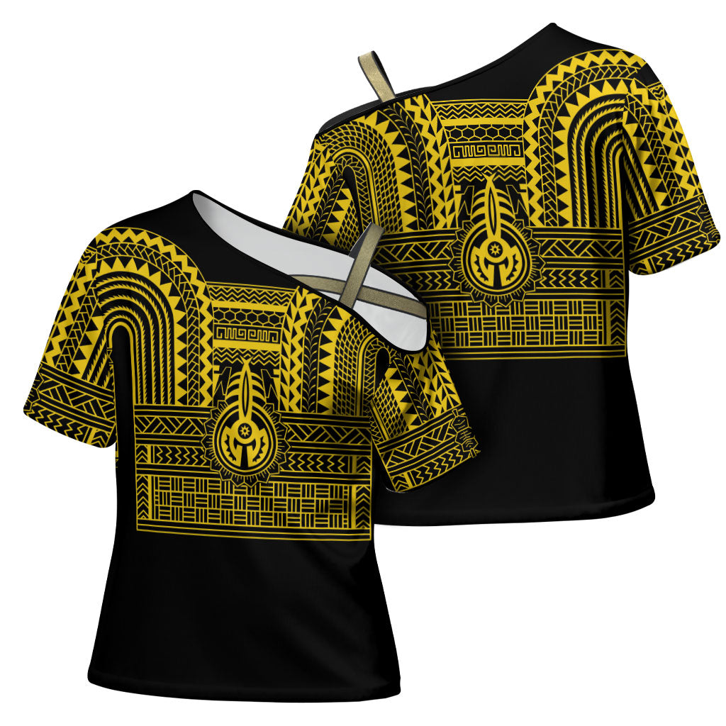 Philippines Filipinos Cross Shoulder Shirt Igorot Tribal Pattern Black