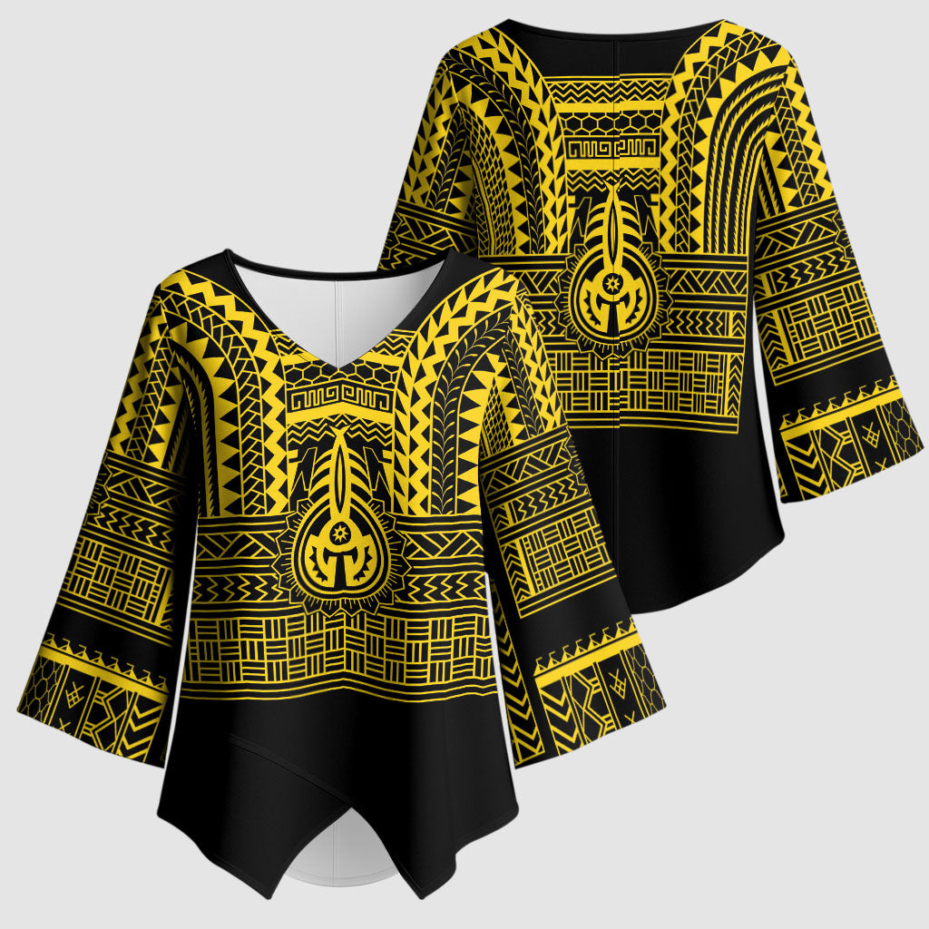 Philippines Filipinos Kimono Sleeve Blouse Igorot Tribal Pattern Black