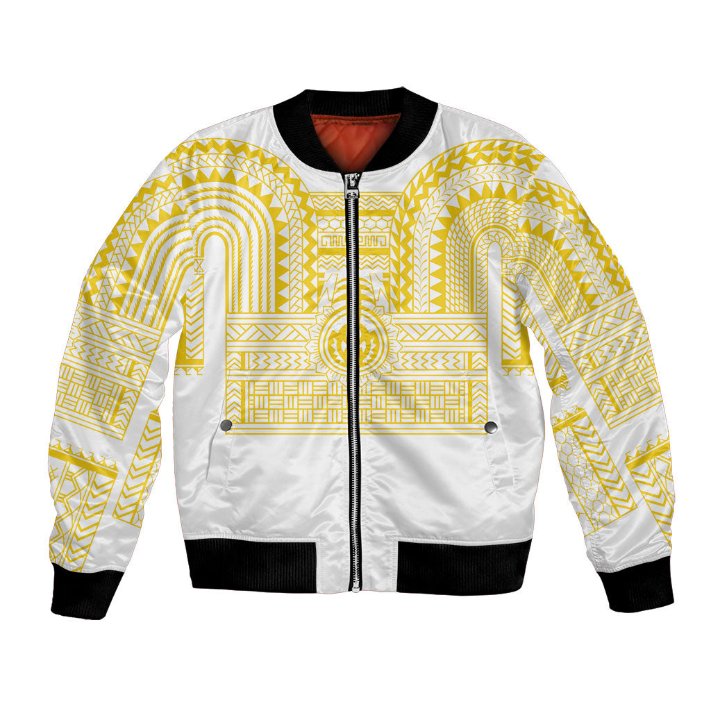 Philippines Filipinos Bomber Jacket Igorot Tribal Pattern White LT05 Unisex White - Polynesian Pride