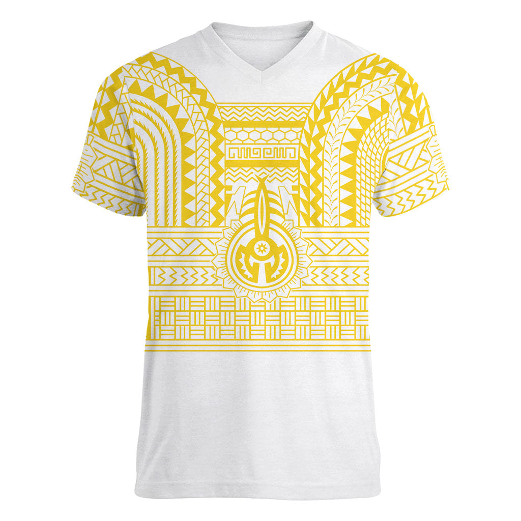 Philippines Filipinos Women V-Neck T-Shirt Igorot Tribal Pattern White LT05 Female White - Polynesian Pride