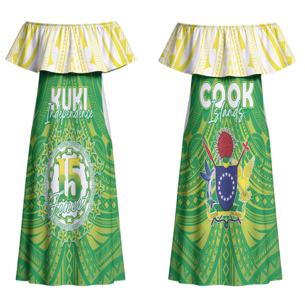 Kuki Independence 2026 Couples Matching Off Shoulder Maxi Dress and Hawaiian Shirt Cook Islands 15 Finest Green Version