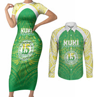 Kuki Independence 2026 Couples Matching Short Sleeve Bodycon Dress and Long Sleeve Button Shirt Cook Islands 15 Finest Green Version