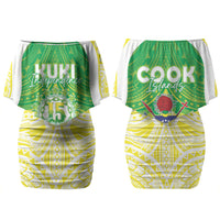 Kuki Independence 2026 Family Matching Off Shoulder Short Dress and Hawaiian Shirt Cook Islands 15 Finest Green Version LT05 Mom's Dress Green - Polynesian Pride