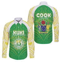 Kuki Independence 2026 Family Matching Off Shoulder Short Dress and Hawaiian Shirt Cook Islands 15 Finest Green Version LT05 Dad's Shirt - Long Sleeve Green - Polynesian Pride