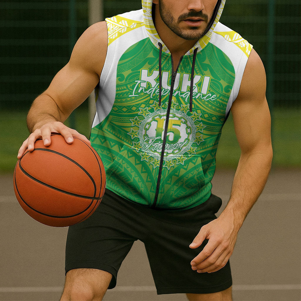 Kuki Independence 2026 Sleeveless Zip Hoodie Cook Islands 15 Finest Green Version