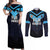 Custom Fiji Kaiviti Rugby Couples Matching Off Shoulder Maxi Dress and Long Sleeve Button Shirt Fiji Tapa Pattern