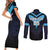 Custom Fiji Kaiviti Rugby Couples Matching Short Sleeve Bodycon Dress and Long Sleeve Button Shirt Fiji Tapa Pattern