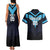 Custom Fiji Kaiviti Rugby Couples Matching Tank Maxi Dress and Hawaiian Shirt Fiji Tapa Pattern