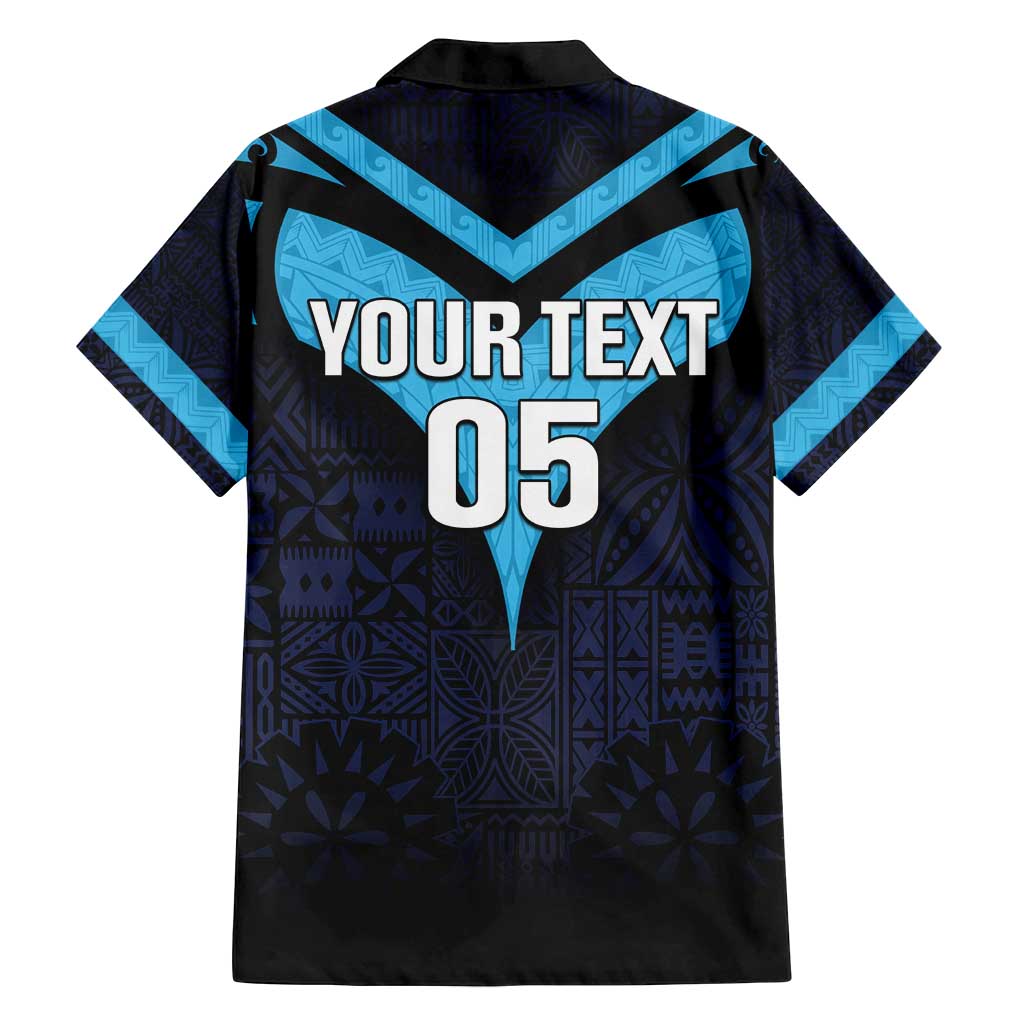 Custom Fiji Kaiviti Rugby Family Matching Long Sleeve Bodycon Dress and Hawaiian Shirt Fiji Tapa Pattern