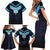 Custom Fiji Kaiviti Rugby Family Matching Short Sleeve Bodycon Dress and Hawaiian Shirt Fiji Tapa Pattern