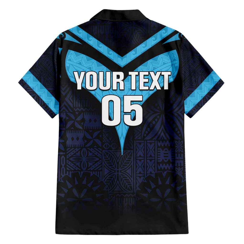 Custom Fiji Kaiviti Rugby Family Matching Short Sleeve Bodycon Dress and Hawaiian Shirt Fiji Tapa Pattern