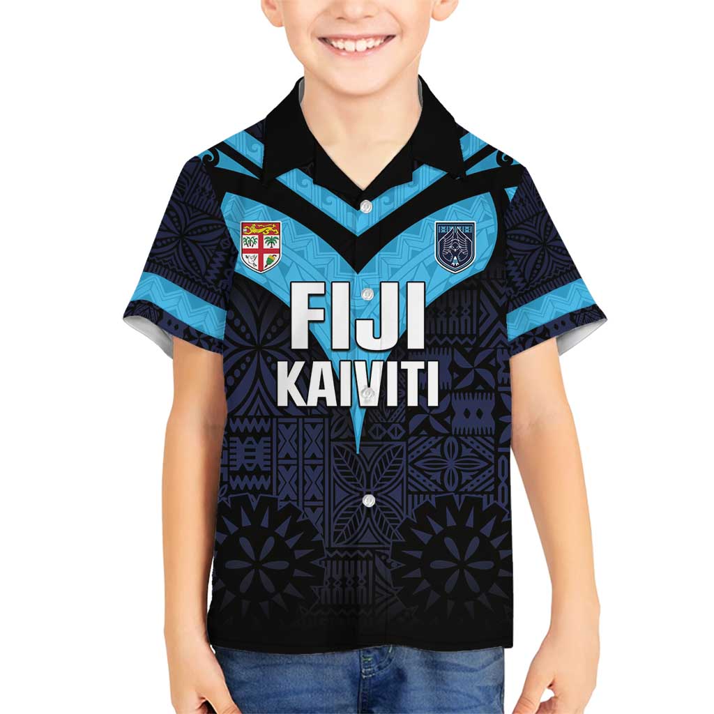 Custom Fiji Kaiviti Rugby Family Matching Summer Maxi Dress and Hawaiian Shirt Fiji Tapa Pattern