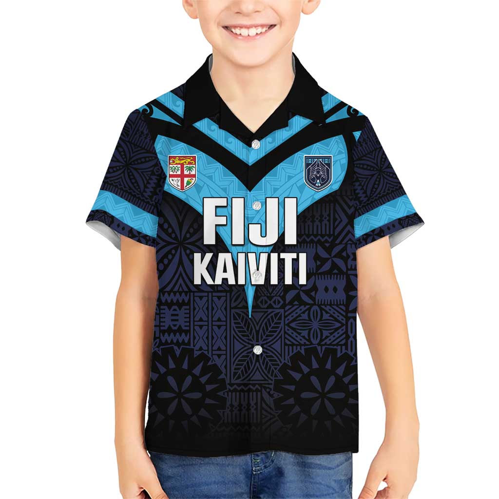 Custom Fiji Kaiviti Rugby Kid Hawaiian Shirt Fiji Tapa Pattern