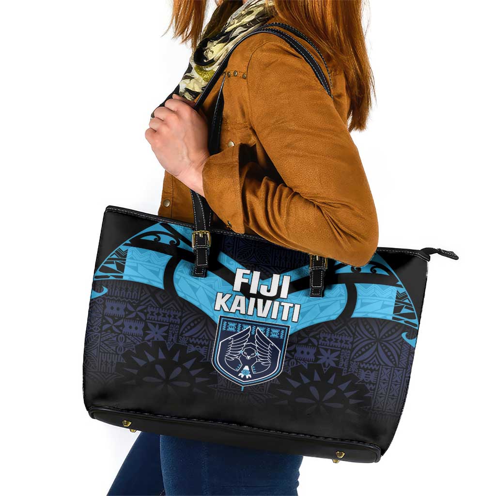 Fiji Kaiviti Rugby Leather Tote Bag Fiji Tapa Pattern