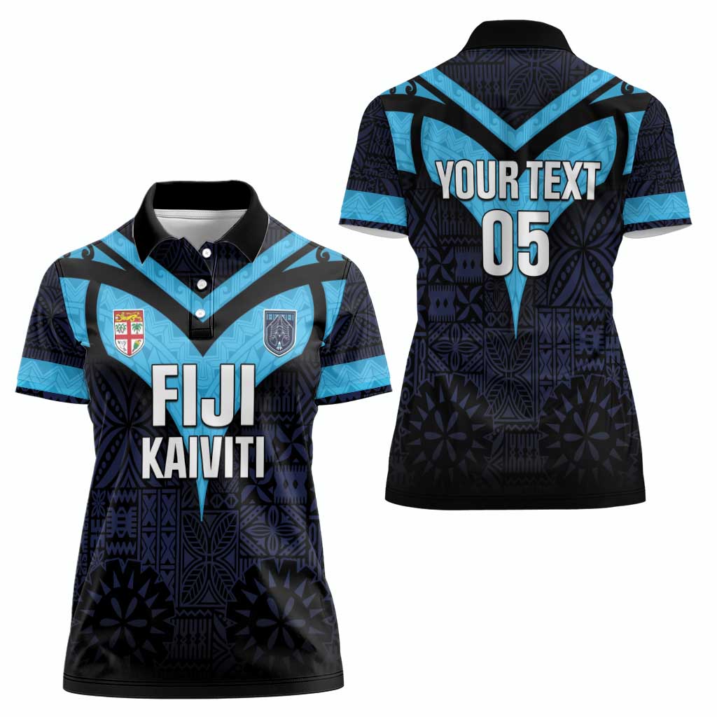 Custom Fiji Kaiviti Rugby Women Polo Shirt Fiji Tapa Pattern