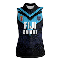 Custom Fiji Kaiviti Rugby Women Sleeveless Polo Shirt Fiji Tapa Pattern