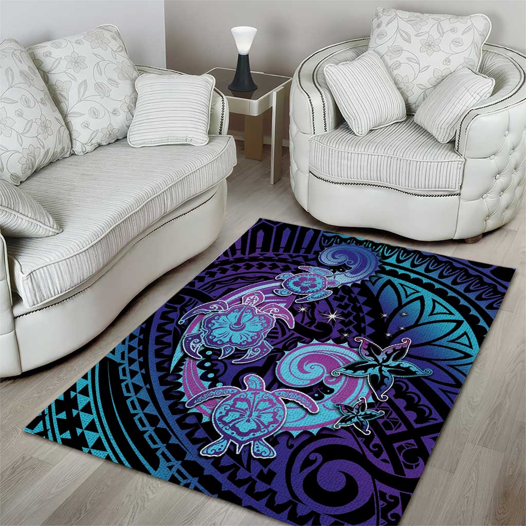 Hawaii Makahiki Turtle Area Rug Spiral Polynesian Tattoo