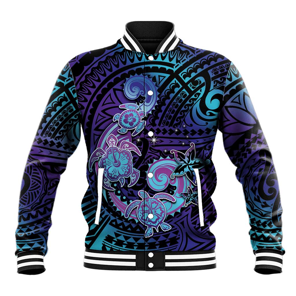 Hawaii Makahiki Turtle Baseball Jacket Spiral Polynesian Tattoo
