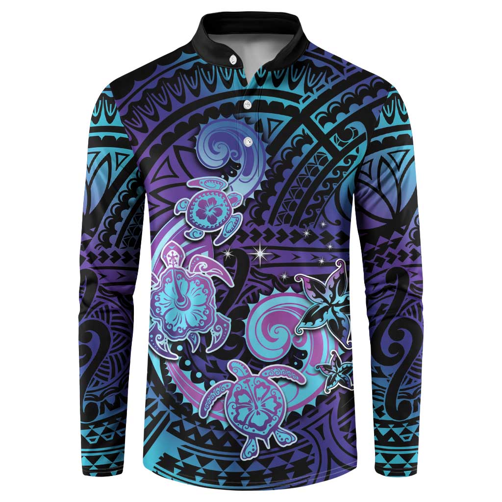 Hawaii Makahiki Turtle Button Sweatshirt Spiral Polynesian Tattoo LT05 Purple - Polynesian Pride