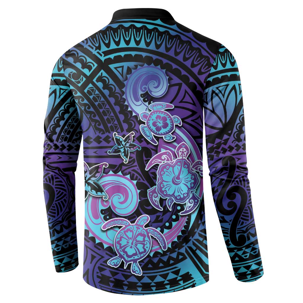 Hawaii Makahiki Turtle Button Sweatshirt Spiral Polynesian Tattoo LT05 - Polynesian Pride