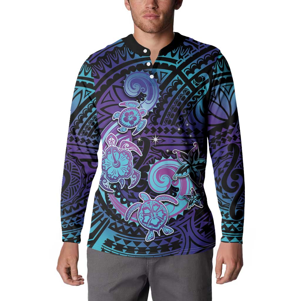 Hawaii Makahiki Turtle Button Sweatshirt Spiral Polynesian Tattoo LT05 - Polynesian Pride