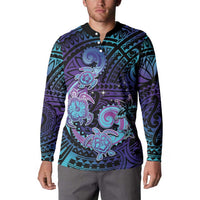 Hawaii Makahiki Turtle Button Sweatshirt Spiral Polynesian Tattoo LT05 - Polynesian Pride