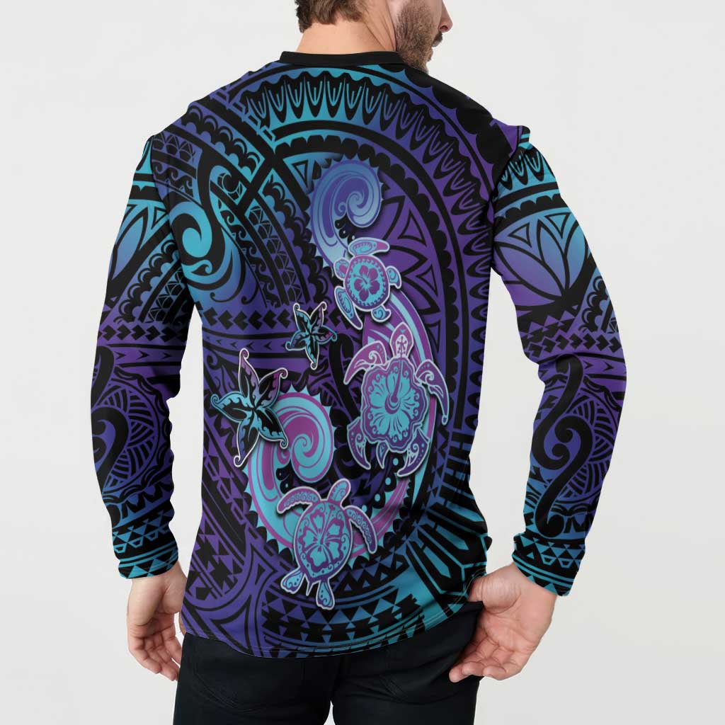 Hawaii Makahiki Turtle Button Sweatshirt Spiral Polynesian Tattoo LT05 - Polynesian Pride