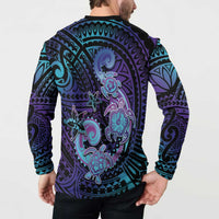 Hawaii Makahiki Turtle Button Sweatshirt Spiral Polynesian Tattoo LT05 - Polynesian Pride