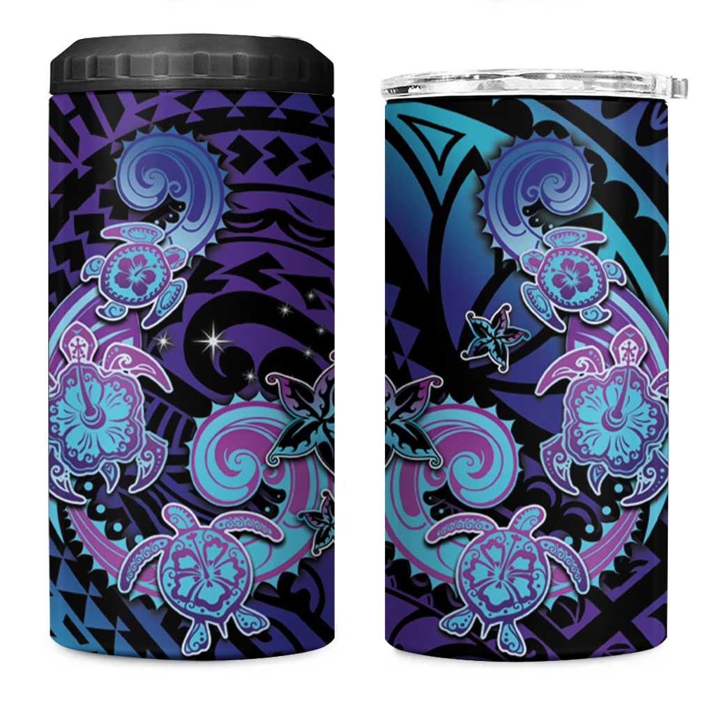 Hawaii Makahiki Turtle Can Cooler Tumbler Spiral Polynesian Tattoo
