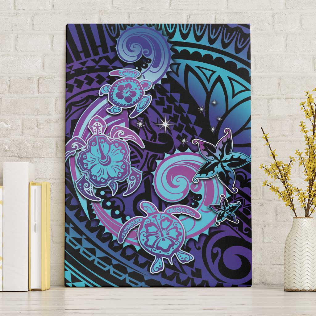 Hawaii Makahiki Turtle Canvas Wall Art Spiral Polynesian Tattoo