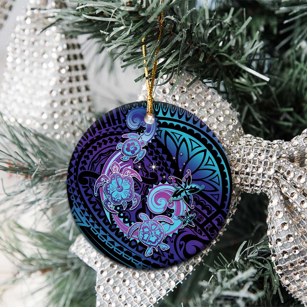 Hawaii Makahiki Turtle Ceramic Ornament Spiral Polynesian Tattoo LT05 - Polynesian Pride