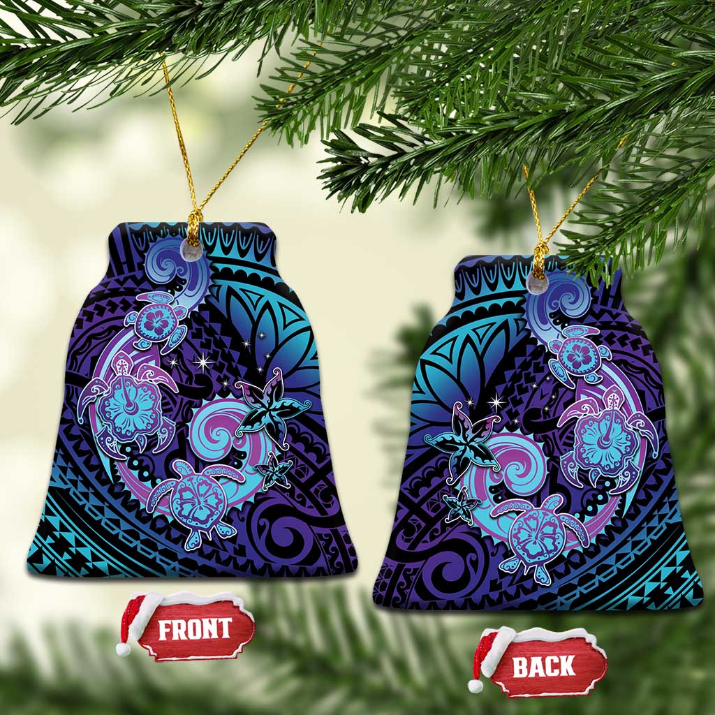 Hawaii Makahiki Turtle Ceramic Ornament Spiral Polynesian Tattoo LT05 Bell Flake Purple - Polynesian Pride