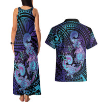 Hawaii Makahiki Turtle Couples Matching Tank Maxi Dress and Hawaiian Shirt Spiral Polynesian Tattoo LT05 - Polynesian Pride