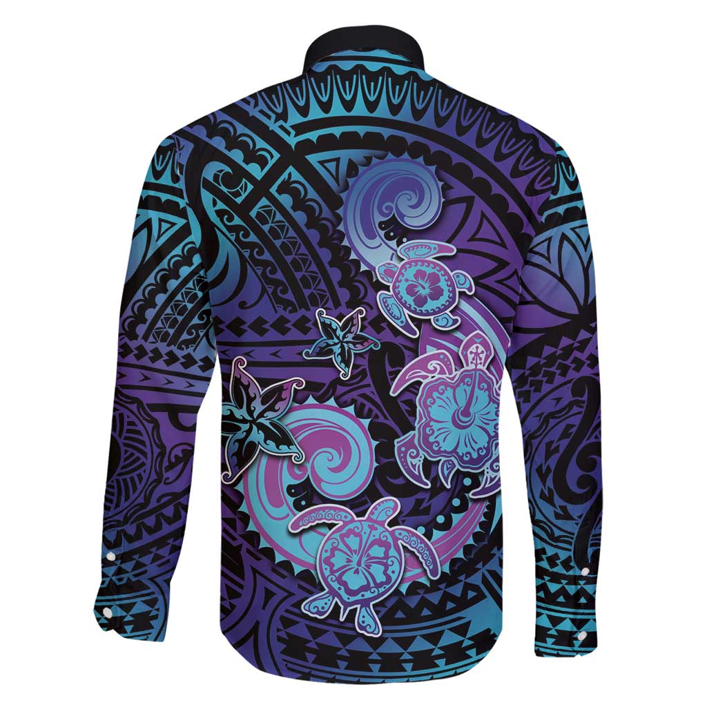 Hawaii Makahiki Turtle Family Matching Off Shoulder Maxi Dress and Hawaiian Shirt Spiral Polynesian Tattoo