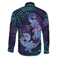 Hawaii Makahiki Turtle Family Matching Off Shoulder Short Dress and Hawaiian Shirt Spiral Polynesian Tattoo