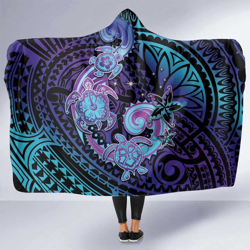 Hawaii Makahiki Turtle Hooded Blanket Spiral Polynesian Tattoo LT05 One Size Purple - Polynesian Pride