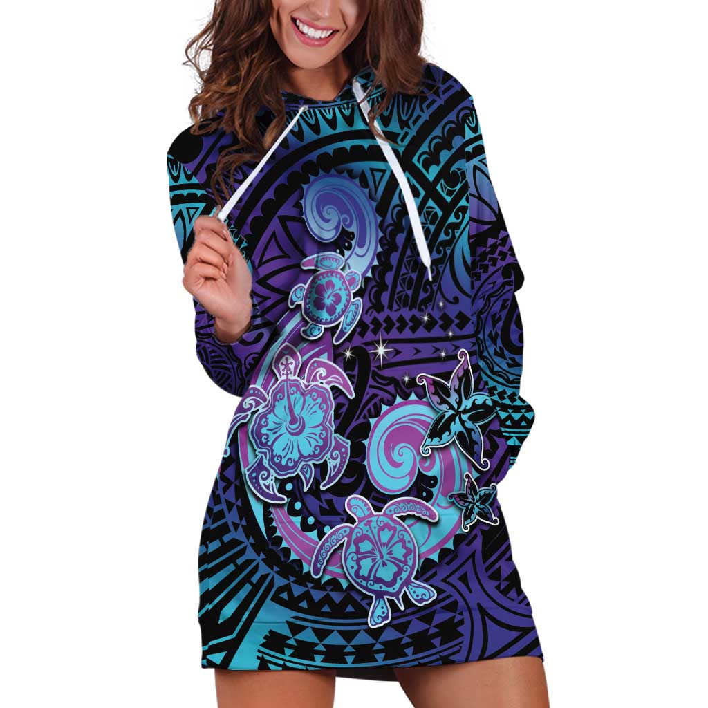 Hawaii Makahiki Turtle Hoodie Dress Spiral Polynesian Tattoo LT05 Purple - Polynesian Pride