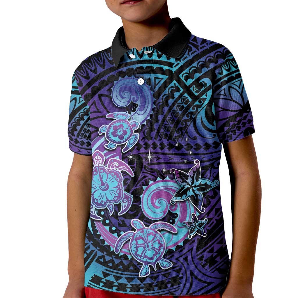 Hawaii Makahiki Turtle Kid Polo Shirt Spiral Polynesian Tattoo