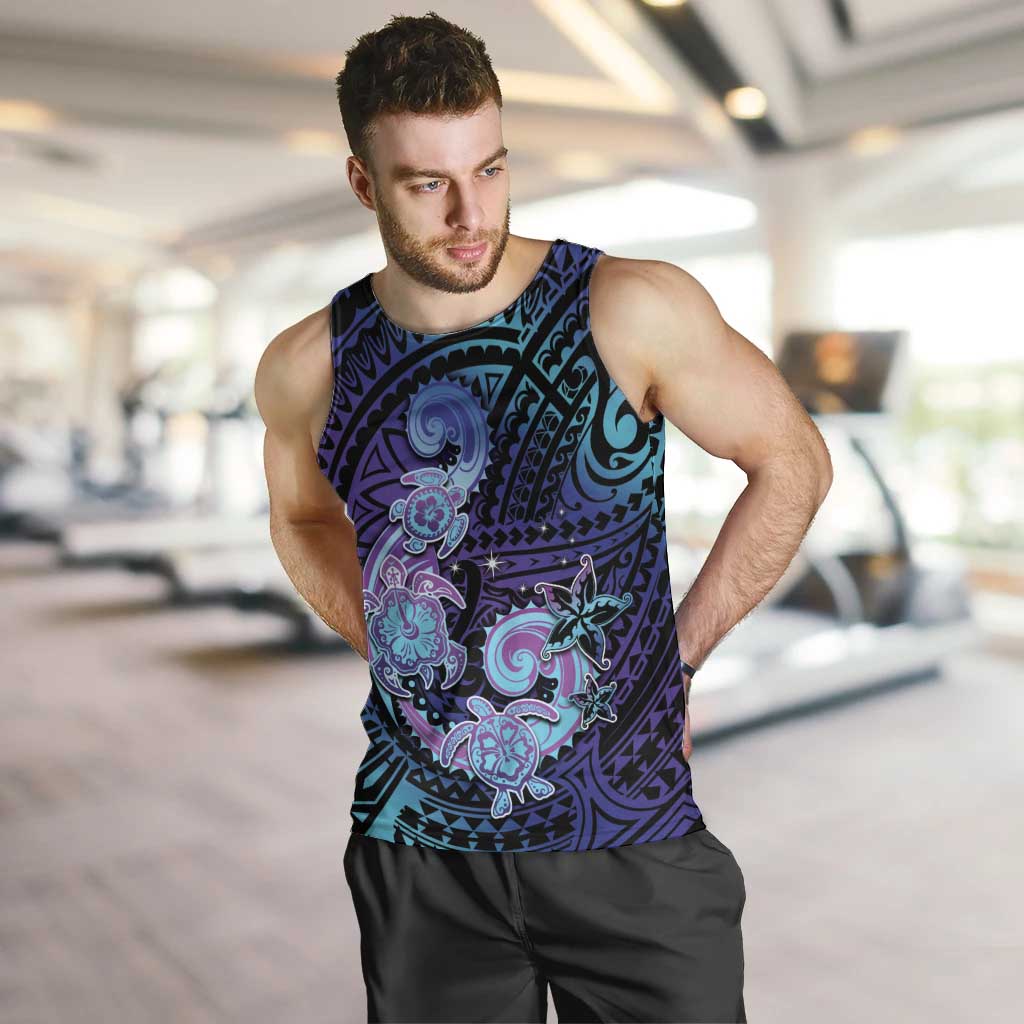 Hawaii Makahiki Turtle Men Tank Top Spiral Polynesian Tattoo LT05 Purple - Polynesian Pride