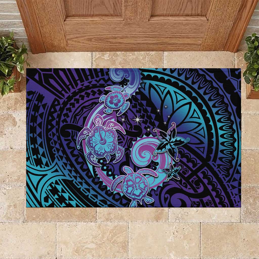 Hawaii Makahiki Turtle Rubber Doormat Spiral Polynesian Tattoo LT05 Purple - Polynesian Pride