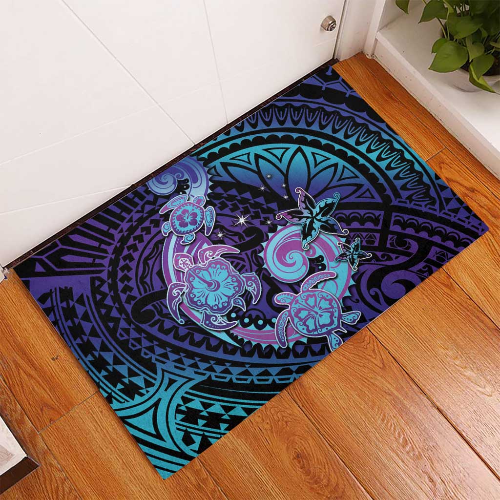 Hawaii Makahiki Turtle Rubber Doormat Spiral Polynesian Tattoo LT05 - Polynesian Pride