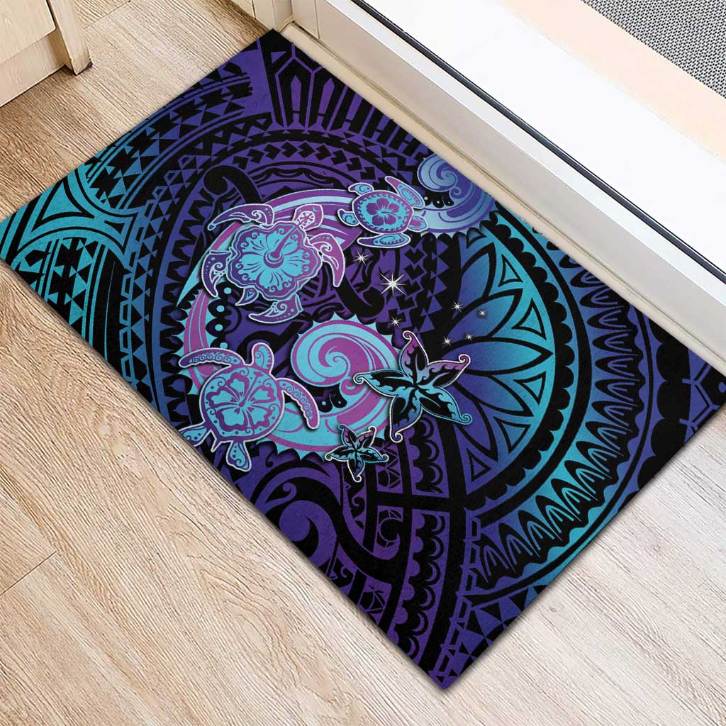 Hawaii Makahiki Turtle Rubber Doormat Spiral Polynesian Tattoo LT05 - Polynesian Pride