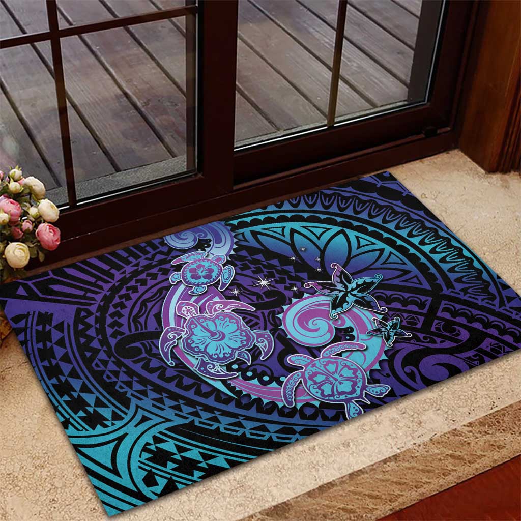 Hawaii Makahiki Turtle Rubber Doormat Spiral Polynesian Tattoo LT05 - Polynesian Pride