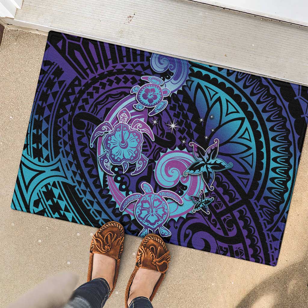 Hawaii Makahiki Turtle Rubber Doormat Spiral Polynesian Tattoo LT05 - Polynesian Pride